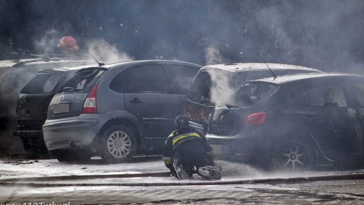 Sezon palenia traw rozpoczęty. Ogień podłożony na nieużytkach dotarł do parkingu i całkowicie strawił 6 samochodów, a 4 kolejne nadpalił.